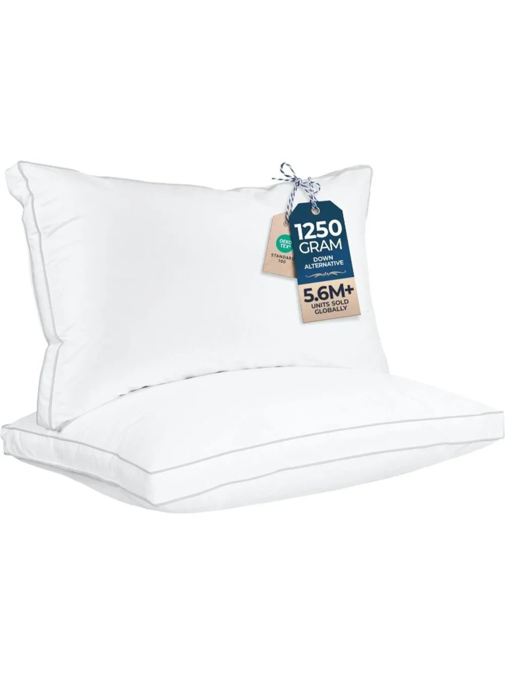〽️King Size Hotel Pillows Set of 2 White Soft Gusset Bed Pillow Down Alternative